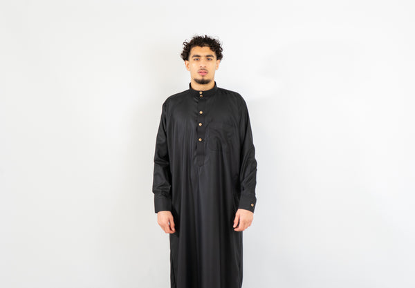 Black Saudi Collar Thobe