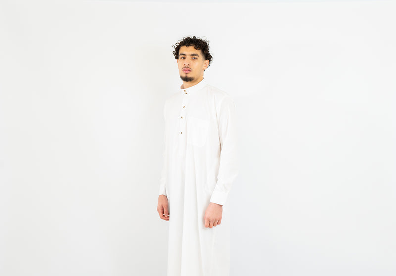 White Saudi Collar Thobe